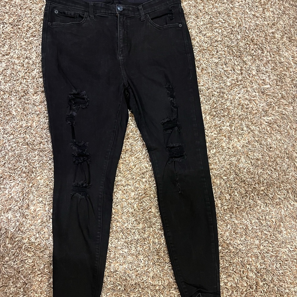 Torrid Black Skinny Jeans with Distressing